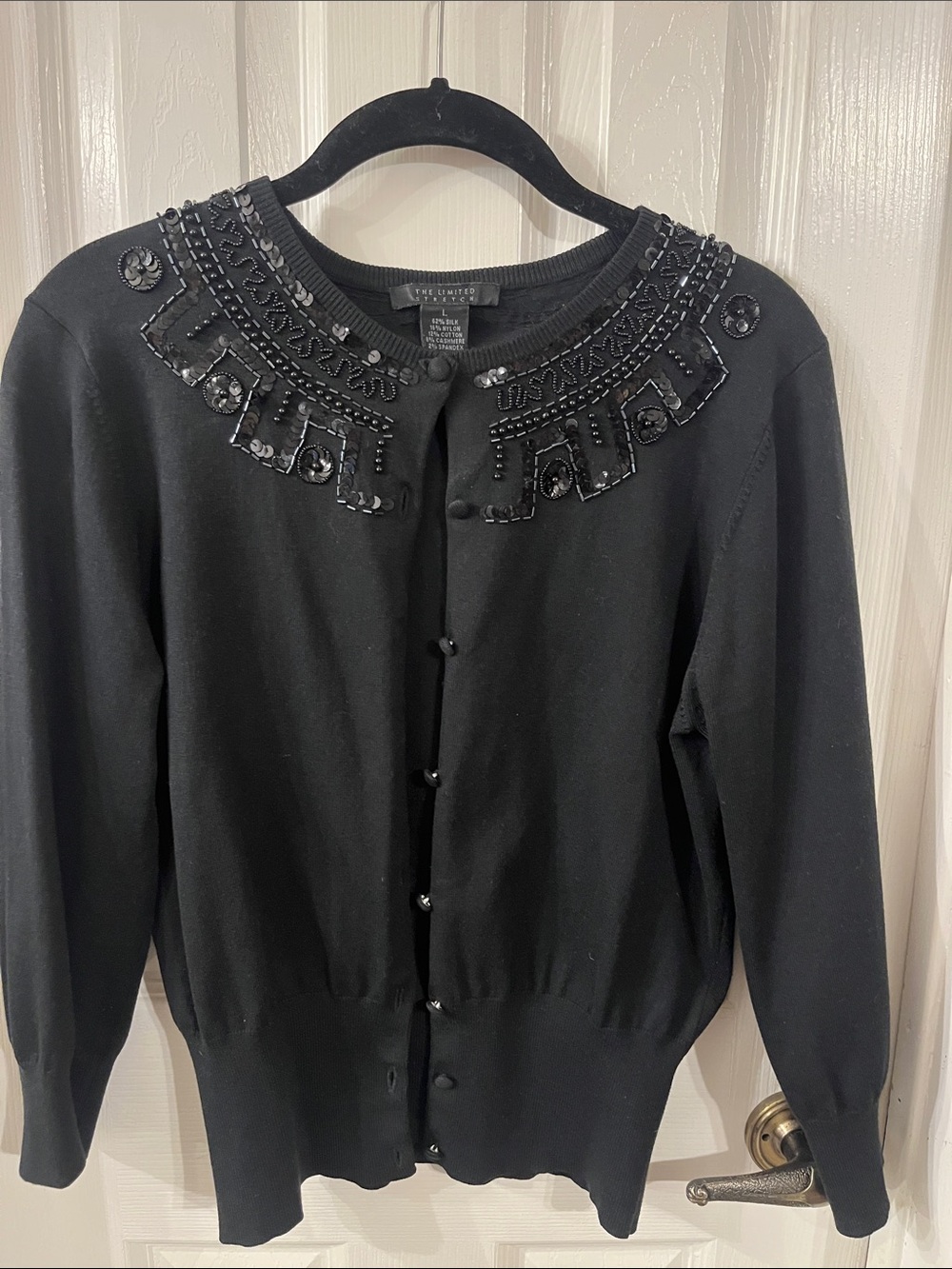 The Limited Black Beaded Embellished Cardigan Size large